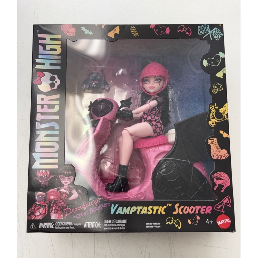 Monster High Draculaura Doll & VAMPTASTIC Scooter w/Accessories Sm Bx Dmg New